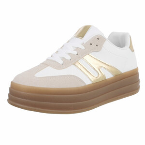 Wit beige lage  sneaker Manuela