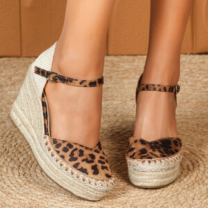 Leopard hoge sandaal met sleehak Bonetta