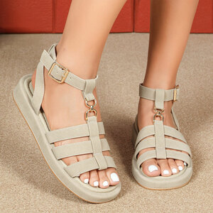 Kaki bruine sandaal met platform zool Brianda