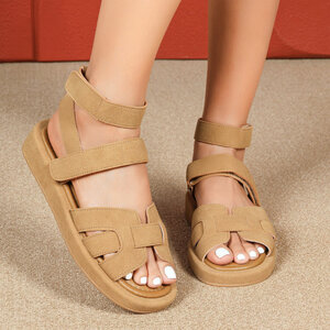 Camel daimen sandaal met platform zool Tinneke
