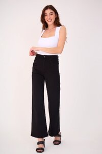 Trendy zwarte broek met wijde pijpen