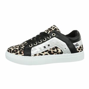 Lage zwart-witte sneaker Leola met print