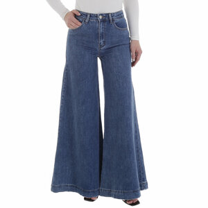 Fashion blauwe jeans broek voor dames met zeer wijde pijpen
