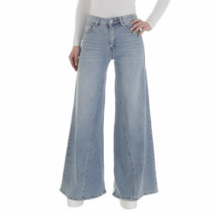 Fashion licht blauwe jeans broek voor dames met zeer wijde pijpen