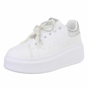  Lage wit-zilveren sneaker Celina