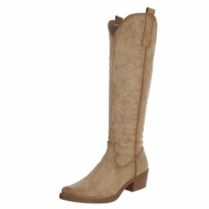 Hoge kaki bruine western-biker laars Cheryl