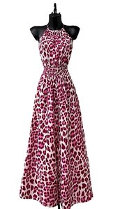 Fashion bordeaux-witte jumpsuit met animal print