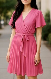 Korte rose cross heart plisse jurk 