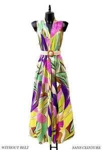 Zomerse mouwloze purperen mixed jurk met palm print
