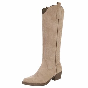 Hoge kaki bruine suede western-biker laars Cheryl