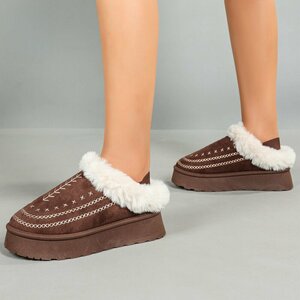 Bruine suede lage winter mule Linda