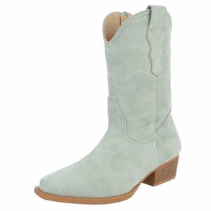 Licht groene daimen biker/western boot Arciela
