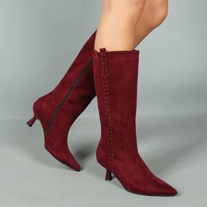 Hoge bordeaux suede laars Carlien