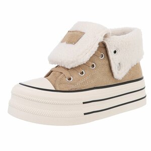 Kaki bruine hoge winter sneaker Charella