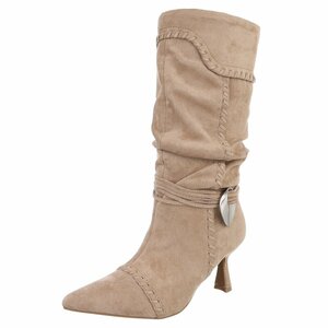 Kaki bruine midi suede laars Caprice