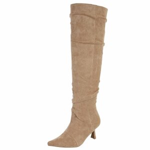 Licht bruine suede overknee laars Cosima