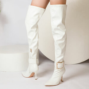 Witte overknee laars Jina