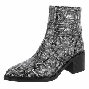 Zwart-grijze snake enkellaarsje Dunja
