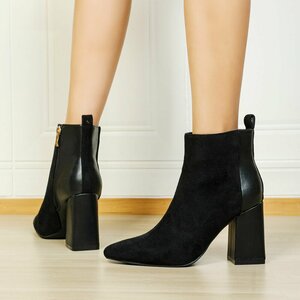 Zwart suede bi material enkellaarsje Adele