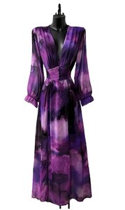Sierlijke purper-zwarte mixed maxi jurk  