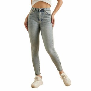  Blauwe slim fit jeans broek voor dames in used look