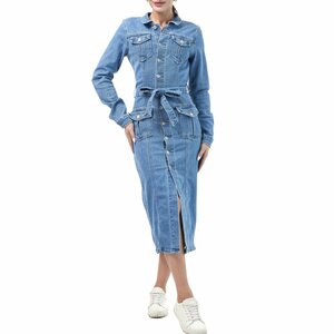 Trendy blauwe jeans jurk in used look
