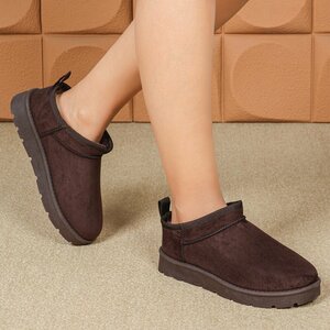 Bruine suede lage winter mule Nola