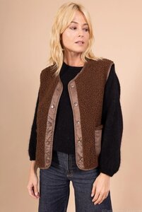 Reversible bruine bodywarmer-gilet in wolmix