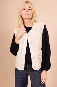Reversible beige bodywarmer-gilet in wolmix