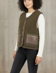 Reversible kaki groene bodywarmer-gilet in wolmix