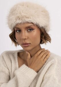 Beige headband in faux fur