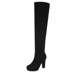 Zwarte hoge suede overknee laars Amelda