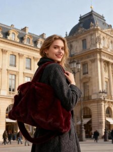 Bordeaux xxl schoudertas in imitatiebont