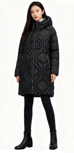 Cozy zwarte midi winter pufferjas