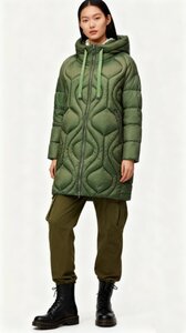 Cozy groene midi winter pufferjas