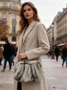 Chique beige-bruine schoudertas in imitatiebont