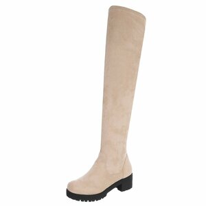 Beige hoge suede overknee laars Cenisa