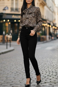 Chique blouse in satijn met leopard print