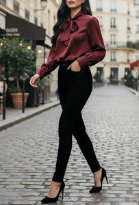 Trendy bordeaux blouse in satijn