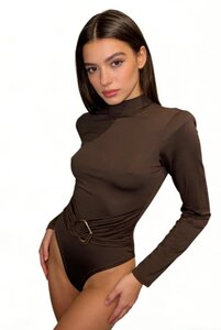 Trendy bruine bodysuit met verfijnde drapering