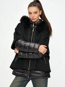 Manteau d'hiver court deux en un noir