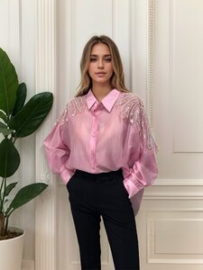 Magnifique rose satijnen hemd