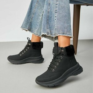 Zwarte hoge suede winter sneaker Imke