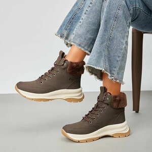 Bruine hoge suede winter sneaker Imke