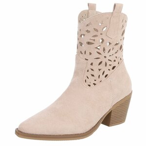Beige western-biker enkellaarsje Cherony