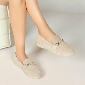 Mocassins en daim beige Elizon