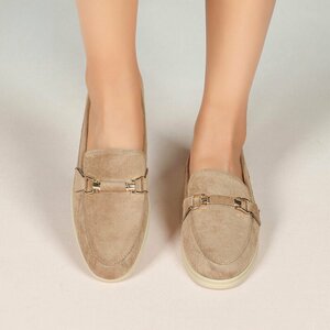 Kaki bruine suede mocassin Elizon
