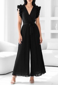 Elegante zwarte plisse jumpsuit