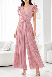 Elegante oud rose plisse jumpsuit