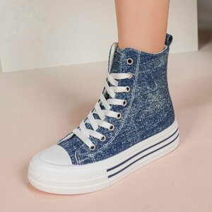 Jeans blauwe hoge textiel sneaker Daisy